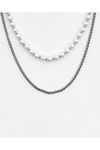 Pull & Bear 2-pack of faux pearl necklaces