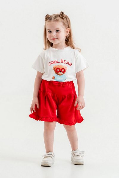 Yağmur Giyim Tuffy Cool Bear Red Girls' Set with Shorts Skirt 2-5 Years 241264