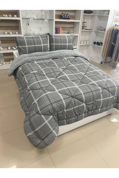 Sudemhome لحاف مزدوج Lux Welsoft Elite - صوف ناعم وغطاء وسادة باللون الرمادي الياقوتي