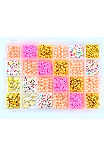 yiğit aksesuar Pink Pearl Bead Letter and Apparatus Jewelry, Computer and Supplies Set