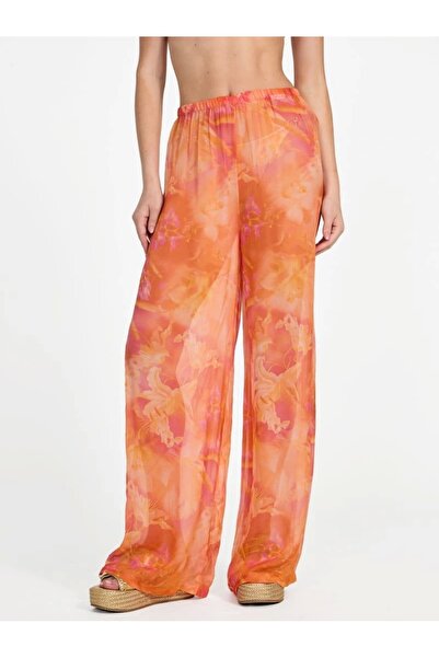 Guess Kadın Mavi Renk Kırışık Şifon Pantolon