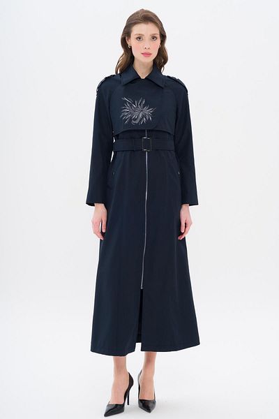 Olcay Sportlicher Überzieher mit Epauletten DUNKELBLAU 4305 Cape-Print und Steindetails