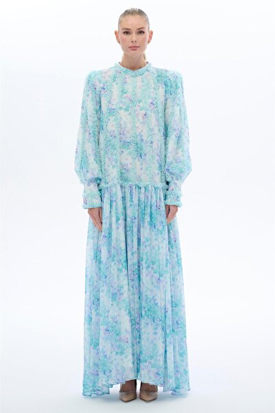 miha Hicran Önal Rochie cu dantelă și panglică, culoare mentă