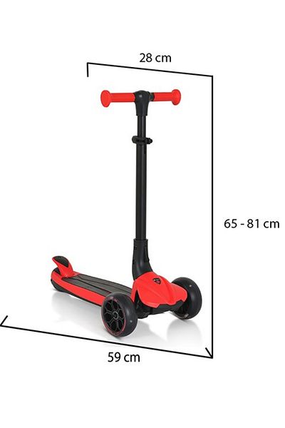 OEM BYOX Bolt Red 3-wheel scooter with LED lights, age 3+ years