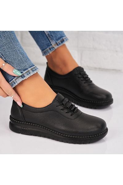 Joana Women's Casual Black Shoes Made of Ecological Leather Analia