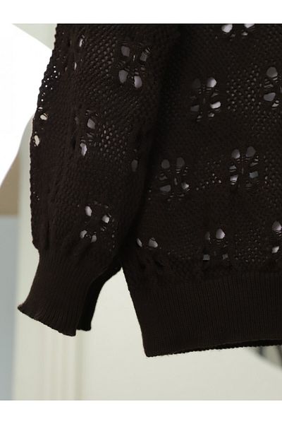 Modamorfo Buttoned Openwork Araboy Knitwear Cardigan -K. Coffee
