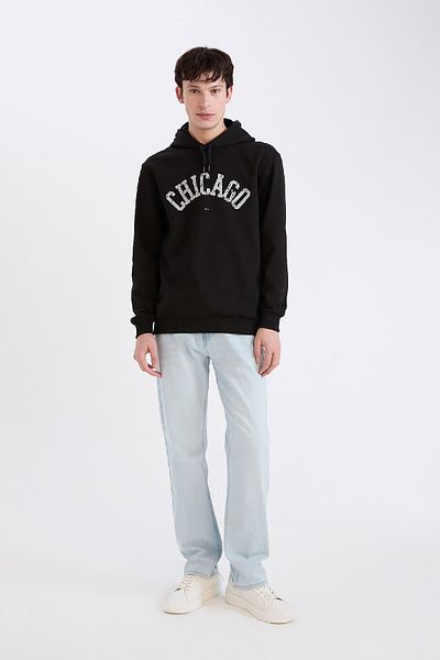 DeFacto Bedrucktes Kapuzen-Sweatshirt mit normaler Passform E3208AX24WN