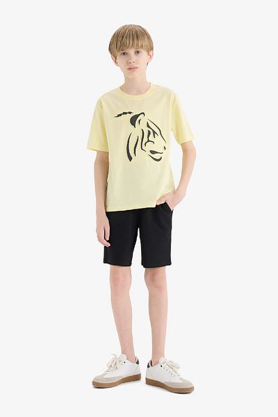 DeFacto Boy's 2 Piece Set Printed Short Sleeve T-Shirt Elastic Waist Shorts E3403A825Sm