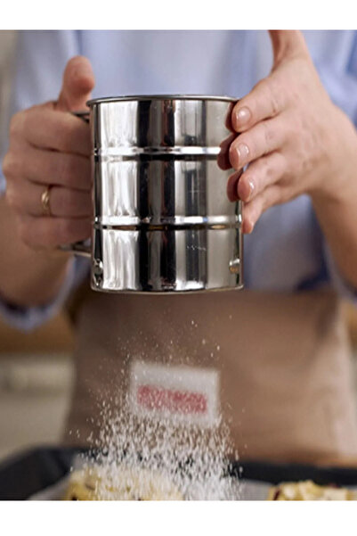 Kitchen Design Lab Paslanmaz Çelik Un Eleği ve Doğal Bambu Ahşap Sarımsak Ezeceği Havan Orta Boy