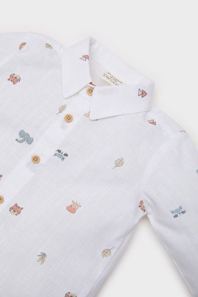 DeFacto Baby Boy Animal Print Flamed Poplin Long Sleeve Shirt E2009A525Sp