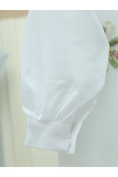 Modamorfo Πουκάμισο με κουμπιά με λεπτομέρεια λουλουδιών με παγιέτες - Χακί