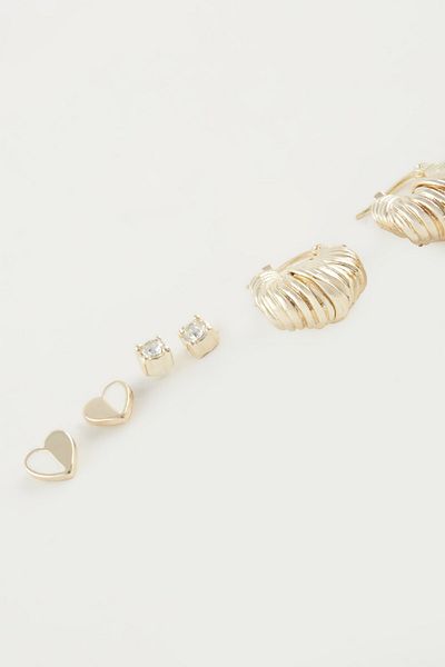 DeFacto Women's 3-Piece Gold Earrings E3062Axns