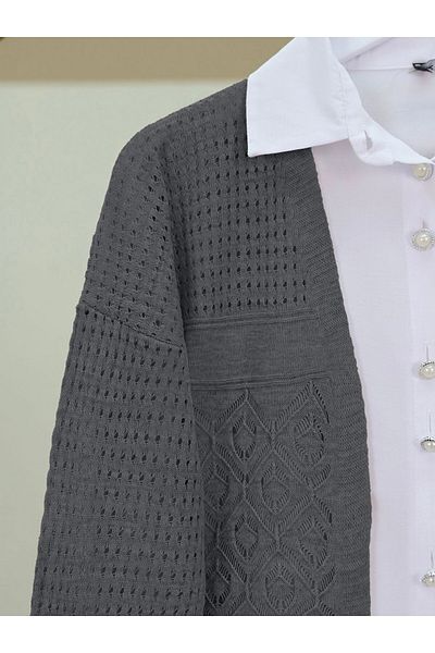 Modamorfo Seasonal Knitwear Cardigan, Openwork and Smoked