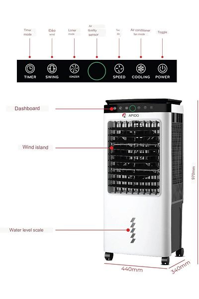Rapido Everest Air Water Cooler, Indoor Outdoor, 45L Water Tank, 6000D
