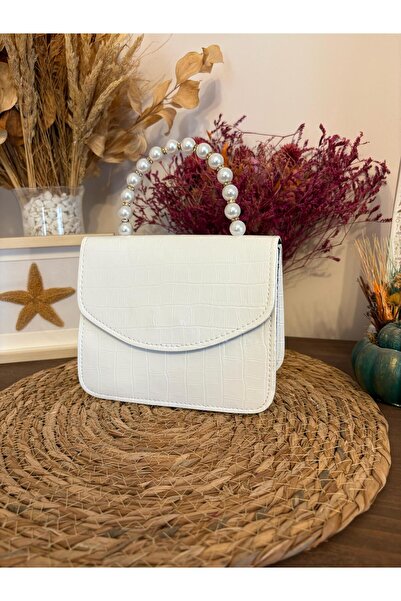 ASNUR BUTİK Жіноча біла сумка через плече з золотим ланцюжком