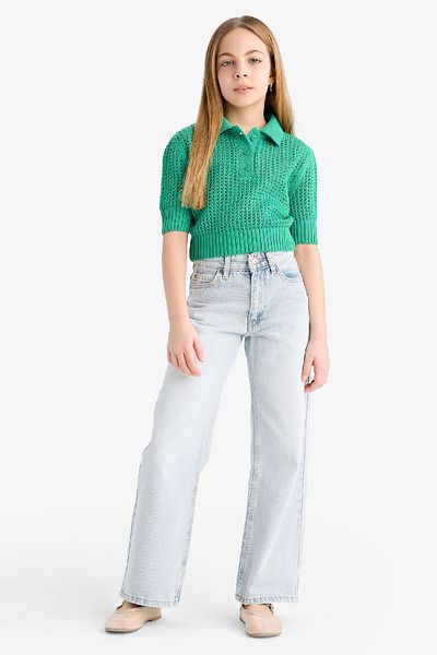 DeFacto Girl's Cropped Fit Polo Neck Sweater C5369A825Sm
