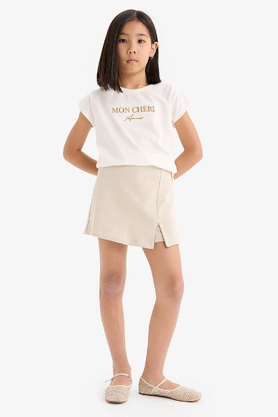 DeFacto Girl's 2 Piece Set Printed Sleeveless T-Shirt Shorts Skirt E1260A825Sm