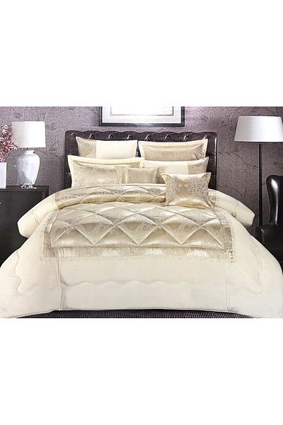 Generic طقم لحاف جاكار مكون من 8 قطع، طقم زفاف مقاس كينج، مقاس 240 × 260 سم