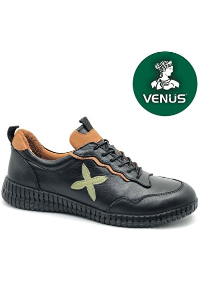 Venüs Polen Γνήσιο Δερμάτινο Ορθοπεδικά Γυναικεία Casual Παπούτσια ΜΑΥΡΟ