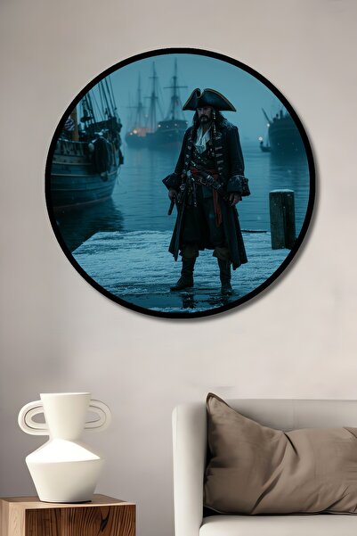 Teona Ahşap Çerçeve Görünümlü Kaptan Jack Sparrow Karayip Korsanları Yağlı Bo...