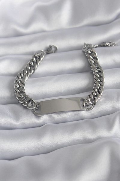 Clariss 316l Steel Silver Color Name Writable Plate Model Women's Bracelet