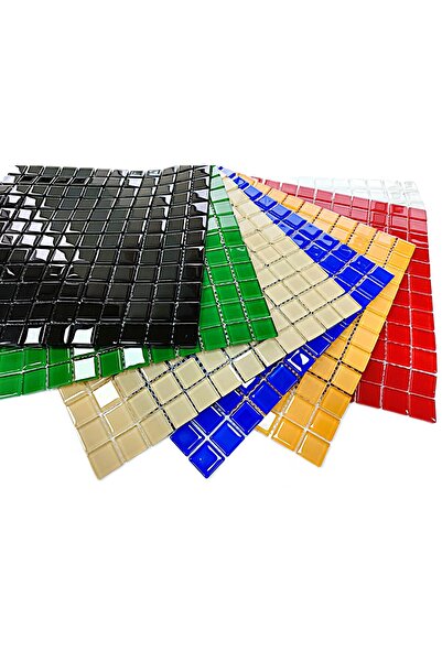 MozaiKristaL Hobi Ve Sanatsal Çalışmalar Için 23x23x4mm 7 Renk 30x30cm Fileli Kristal Mozaik.(7 FİLE KARO FİYATI)