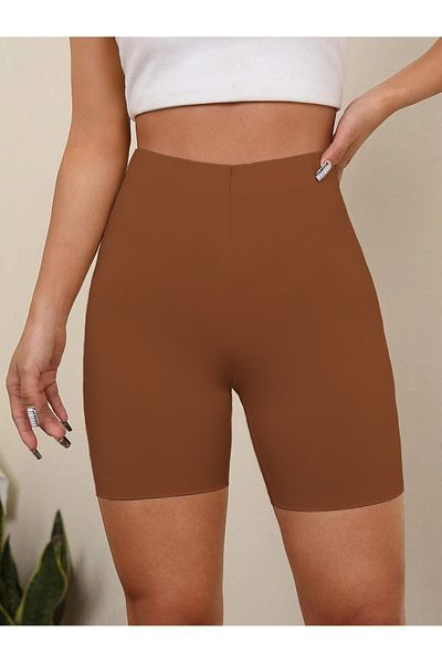 MİSTİRİK Porfy Model Basen, Κορσές με μακριά πόδια κομμένα με λέιζερ και κοντό σορτς (καφέ χρώμα)