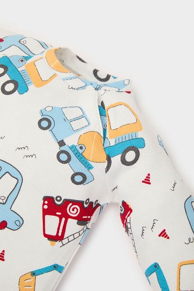 DeFacto Baby Boy Newborn Vehicle Printed Long Sleeve Waffle Jumpsuit E2395A525Sp