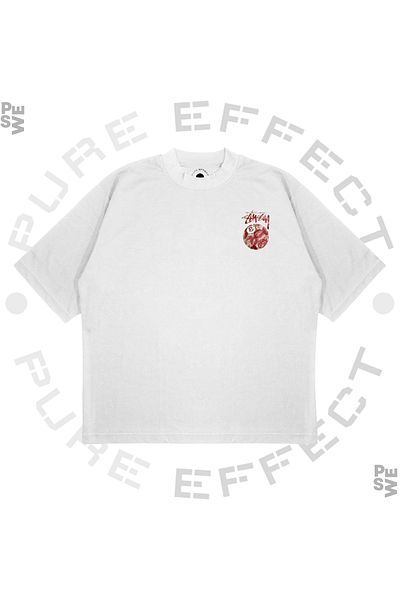TRAGEDY Tricou unisex oversize cu bile de biliard cu imprimeu cu buze, cu croiala groasă