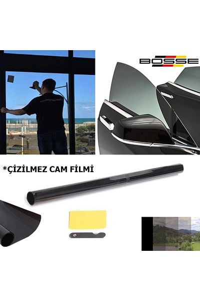BOSSE Dark Black Window Film - Anti-Scratch, 15% D. Black, 50cm X 6m