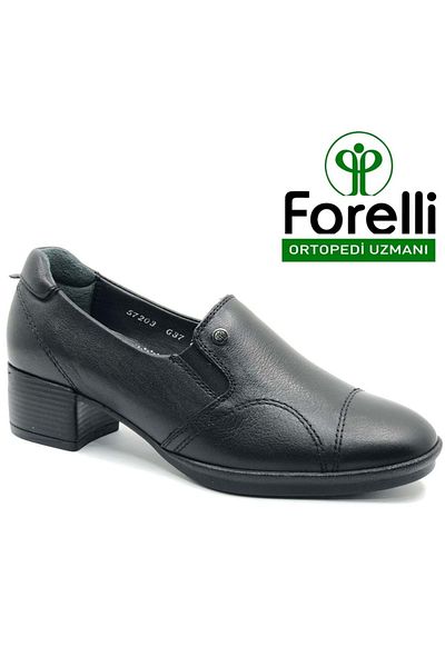 Forelli Pantofi casual pentru damă Piloyd din piele naturală ortopedică confort NEGRU