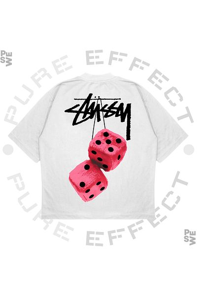 TRAGEDY Μπλουζάκι Unisex Oversize Pink Dice με στάμπα Boxy Fit από χοντρό ύφασμα