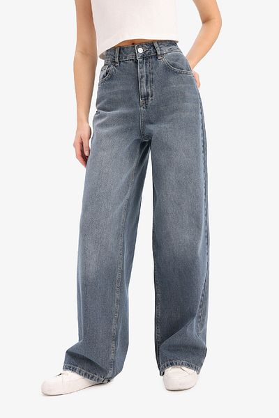 DeFacto Pantaloni lungi, spălați, cu talie înaltă, cu picioare largi E4308AX25SP