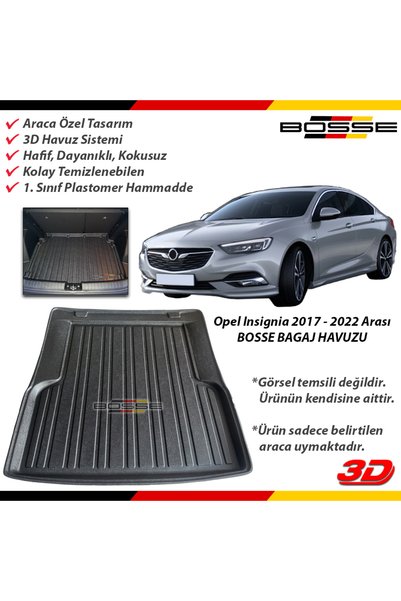 BOSSE Opel İnsignia Bagaj Havuzu Grand Sport 2017 2022 Arası Araca Özel 3D Ba...