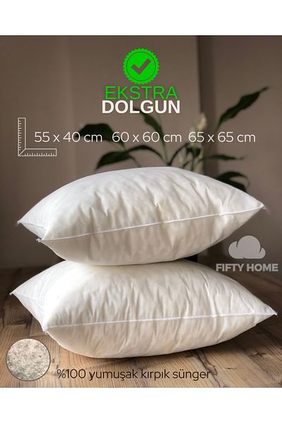 FIFTY-FIFTY 2 Pieces Throw Pillow Inner Pillow - Throw Pillow Inner - Throw Pillow Inner Filling - 55X40 60X60 65X65 - Filling 100% Cropped Sponge