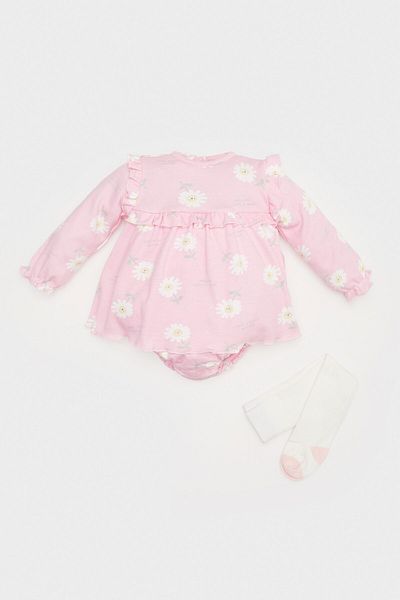 DeFacto Baby Girl Newborn Set Floral Long Sleeve Romper Dress and Socks