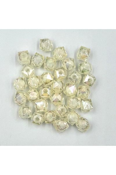yiğit aksesuar 100Pcs Transparent Cream Perforated Cube Beads for Bracelet Necklace Jewelry Making Supplies