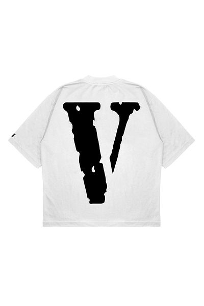 TRAGEDY Μπλουζάκι Unisex Oversize Vlone Friend- Μπλουζάκι με στάμπα λευκό με στάμπα σε κουτί με χοντρό ύφασμα