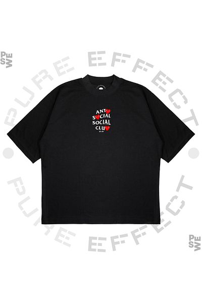 TRAGEDY Unisex Oversize Anti Social Social Club Heart Printed Boxy Fit Μπλουζάκι από χοντρό ύφασμα