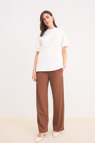 DeFacto Relax Fit Crew Neck Basic Plain Short Sleeve T-Shirt Tunic E1948Ax25Sp