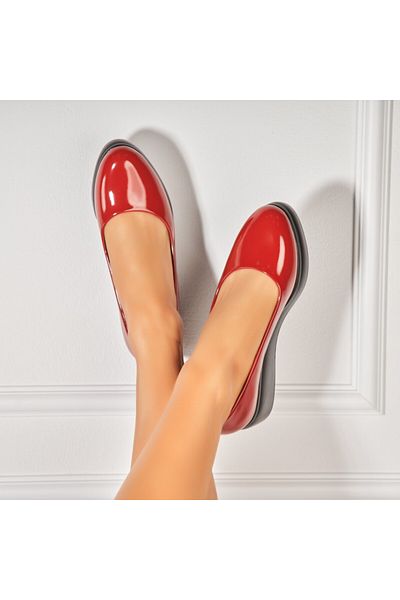 Joana Women's Casual Red Shoes Made of Ecological Patent Leather Penny