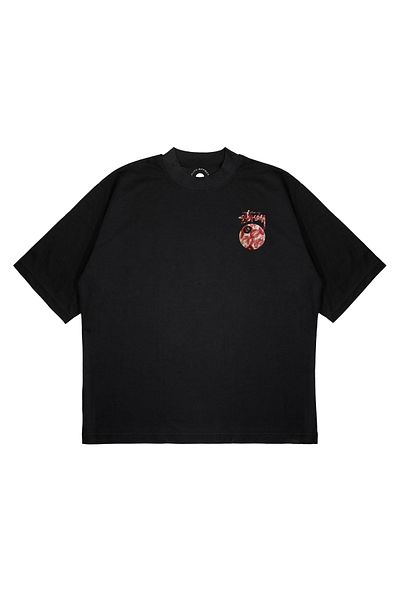 TRAGEDY Unisex Oversize Stussy 8 Pınk Kıss με στάμπα Boxy Fit Μπλουζάκι από χοντρό ύφασμα