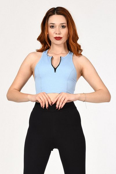 Moda1001 Bluză crop cu fermoar