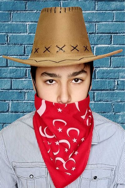 Uniquetrenders Children's Unisex Bandana Nubuck Cowboy Hat (Age 8-14)