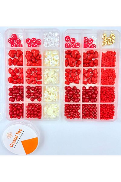 yiğit aksesuar Τουρκική σημαία Fimo Beads Pearl Beads και κόκκινες στρογγυλές και χάντρες καρδιάς Προμήθειες κατασκευής κοσμημάτων
