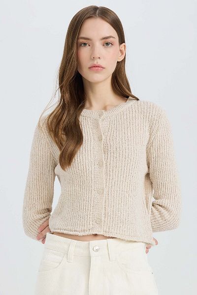 DeFacto Slim Fit Slim Fit Crew Neck Buttoned Knitwear Cardigan E4613Ax25Sp