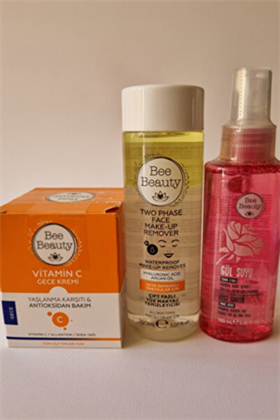 Bee Beauty Çift Fazlı Yüz Makyaj Temizleyicisi 150 ml Vitamin C Gece Kremi 50...