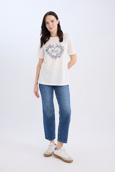 DeFacto Regular Fit Crew Neck Printed Short Sleeve T-Shirt E3026Ax25Sp