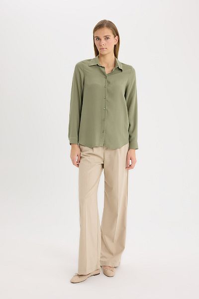 DeFacto Regular Fit Basic Solid Long Sleeve Black Shirt Z6472Az25Sp