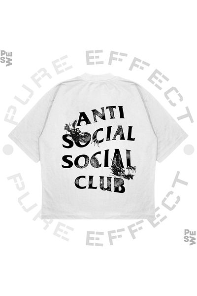 TRAGEDY Unisex Oversize Anti Social Social Club Dragon Printed Boxy Fit Μπλουζάκι από χοντρό ύφασμα